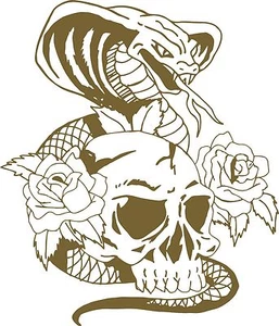 Snake Cobra Skull Flowers Roses Car Truck Window Laptop Vinyl Decal Sticker - Picture 1 of 2
