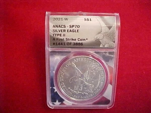 517) 2021 W Silver Eagle ANACS SP70 Type 2 First Strike Coin Start at $75.00 - Picture 1 of 8