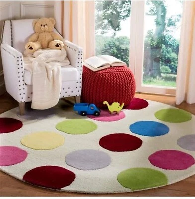 Hand-Tufted Round Area Rug 8x8 Wool Carpet for Bedroom Living Room or Kids Room - Image 1 of 4