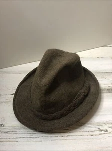 Vintage Stetson 100% USA Mens Wool Tweed Fedora Hat 7 1/4 Brown Plaid - Picture 1 of 11