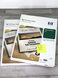 2 HP Ganzbogen Etiketten Tintenstrahl/Laser Weiß 100 Box 1 Etikett Pro Blatt 8 1/2 x 11 - Bild 1 von 7
