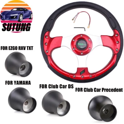SUTUNG Red Golf Cart Steering Wheel w/ Hub Adapter For EZGO TXT RXV Yamaha and Club Car