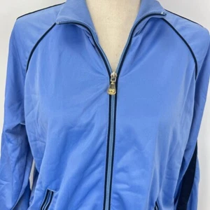 Oleg Cassini Womens XL Full Zip Mock Neck Athletic Outdoor Track Jacket Blue - Picture 1 of 8