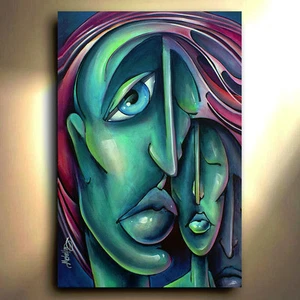 Moderne Malerei Figurative Kunst Urbane Ausdrücke Mix Lang Zertifiziertes Original - Bild 1 von 4