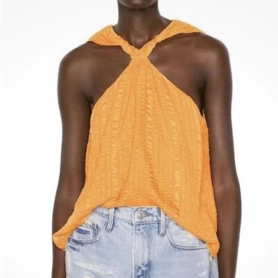 FRAME Silk Draped Crinkle Halter Top Size Small - Image 1 of 4