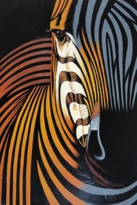 36x24 Zebra Black Brown Stripes Modern Oil Painting Decorative Animal - Picture 1 of 1