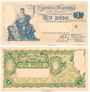 ARGENTINA NOTE 1 PESO (1923) ARANA-MARIN SUFFIX C B# 1552 P 243a VF - Picture 1 of 1