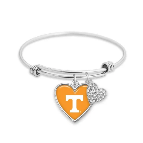 Tennessee Volunteers Amara Adjustable Silver Crystal Heart Bracelet Jewelry UT Cover