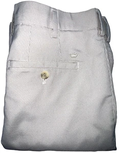 Peter Millar Crown Sport Mens Size 34 Golf Shorts Tan & White Stripes Flat Front - Picture 1 of 9