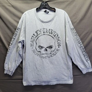 Harley-Davidson Men's Shirt, Willie G Skull Long Sleeve Tee, Gray 30296651 Sz L - Picture 1 of 5