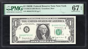 FR. 1902-B 1963-B $1 FRN FEDERAL RESERVE NOTE NEW YORK, NY PMG GEM UNC-67EPQ (D) - Picture 1 of 2