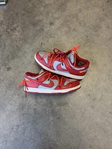 Size 12 - Nike Dunk Low x OFF-WHITE University Red 2019 Pre Owned - Picture 1 of 15
