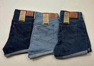 LEVI'S Women's Denim Shorts Mid Length Hyper Soft Multiple Sizes Colors NWT - Picture 1 of 10