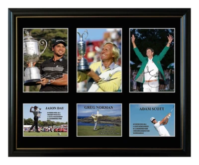 Australian Golfing Heroes Adam Scott Jason Day Greg Norman Signed LE Frame - image 1 of 4
