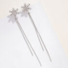 Women Fashion Elegant Long Tassel Stud Earrings Shiny Jewelry Snow Shape