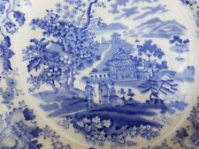 Vintage Antique China 10" Blue & White Old England English Scene Ceramic Plate 