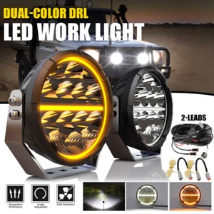 2X  Weiß Rund Klar + Angel Eye LED Fernscheinwerfer Scheinwerfer 12V 24V SUV LKW - Picture 1 of 13