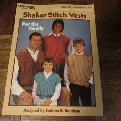 Shaker Stitch Vests Knitting Pattern Leisure Arts 390 - Image 1 of 2