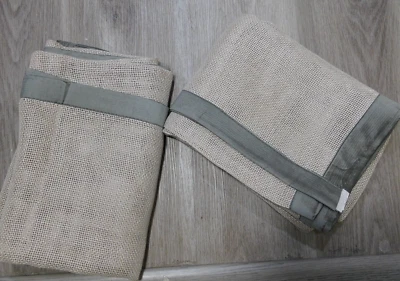 NWOT 2 WEST ELM 100% Linen with Silk Border Curtains panels 42"x64" - Image 1 of 3