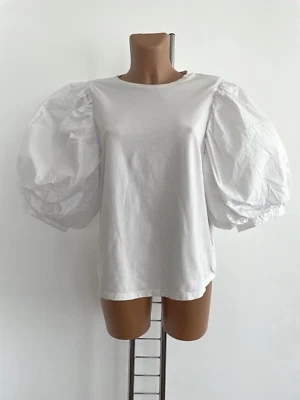 JOHANNA ORTIZ X H&M Puff Sleeve White Blouse TopSize L UK12 - Image 1 of 4