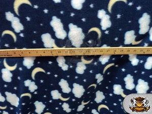 Fleece Printed Fabric NIGHTSKY NAVY / 58" Wide / Sold by the yard - Picture 1 of 1