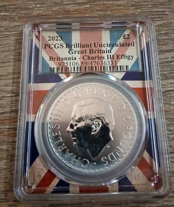 GREAT BRITAIN 2023 1 OZ SILVER BRITANNIA KING CHARLES III 1OZ PCGS Brilliant Unc - Picture 1 of 2