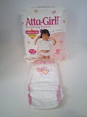ATTA-GIRL 训练裤,1996 年,中号 25-34 磅,心形,复古,仅 1 个尿布 — 第 1/4 张图片