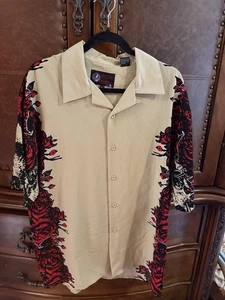 Vintage Y2K Grateful Dead by Dragonfly Skull & Roses Button-Down Shirt L - Picture 1 of 3
