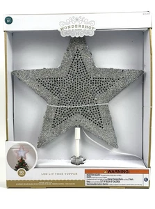 NEW Wondershop Silver Glitter LED Lit Star Tree Topper Christmas - Picture 1 of 4