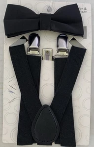 Conjunto de pajarita y tirantes negros para niños pequeños Wonder Nation nuevo talla única - Imagen 1 de 2