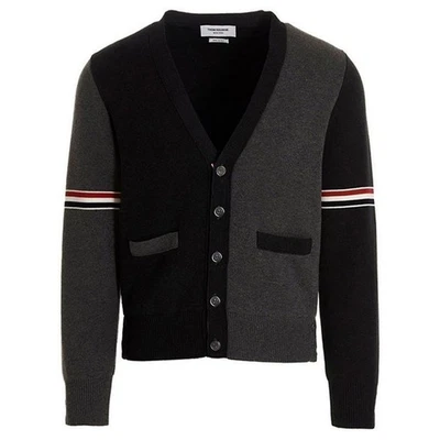 Cardigã Thom Browne 23FW Milano Stitch gola V cinza MKC310F Y3007 982 56062217 - Imagem 1 de 2