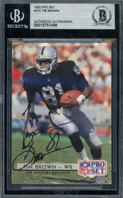 Tim Brown Beckett BAS Signed 1992 Pro Set Autograph Raiders - Image 1 of 2