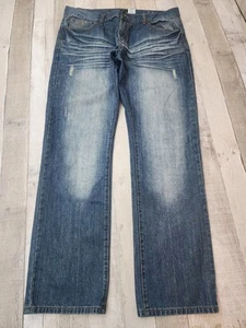 Rocawear Straight Fit Honeycomb Fade Blue Denim Jeans Men's 36x33 - Picture 1 of 10