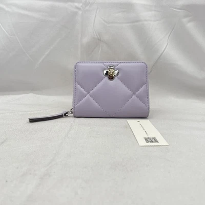 Tory Burch Mujer Pequeña Kira Diamante Edredón Trébol Cartera Cuero Púrpura Brezo Foto 1 de 4