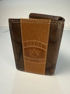 Auburn Tigers Genuine Leather Branded Trifold Wallet in Brown Enmon New Official - Picture 1 of 6