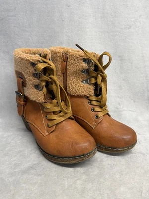 Botas Patrizia by Spring Step para mujer talla 7 camel islandia cuña con cordones piel sintética Foto 1 de 4