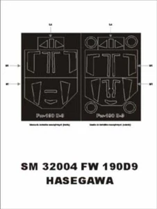FOCKE WULF Fw-190 D-9 CANOPY PAINTING MASK TO HASEGAWA KIT #32004 1/32 MONTEX - Picture 1 of 1