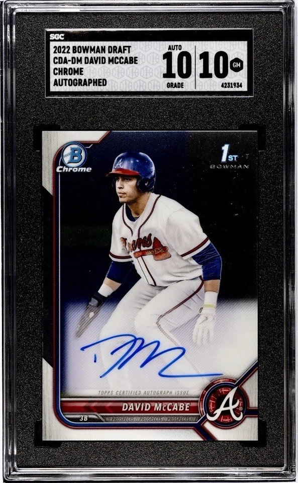 2022 Bowman Chrome Draft David McCabe 1st Prospect Auto Autograph SGC 10/10 - Image 1 of 1