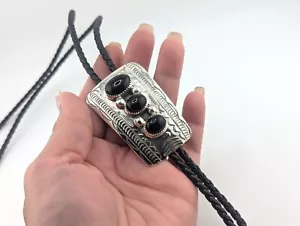 Navajo Bolo Tie Sterling Silver Western Native American Men's Jewelry - Picture 1 of 10