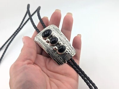 Corbata Navajo Bolo plata esterlina nativo americano occidental joyería para hombre Foto 1 de 4