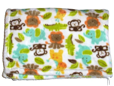 Manta Baby Starters Safari Aqua Green Animales Mono León Elefante Caimán Foto 1 de 3