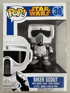 Biker Scout 38 ~ Star Wars ~ Funko Pop Vinyl ~ BLUE BOX🟦~ RARE + FREE PROTECTOR - Picture 1 of 6