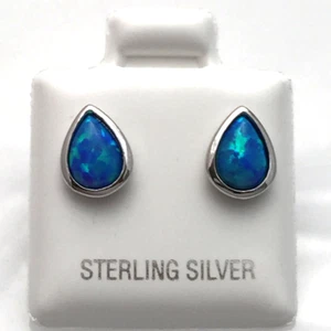 Opal & Sterling Silver Tear Drop Post Earrings Elegant Cottagecore Brand NEW - Picture 1 of 1