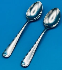 2 Gorham RIBBON EDGE GLOSSY Teaspoons 6 1/8" Design Studio Stainless 18/8 Korea - Picture 1 of 12