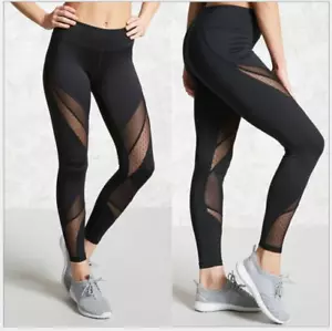 Damen Jogginghose Leggings Mesh Push Up Yoga Hose Fitness Leggins Schwarz Gym - Bild 1 von 8