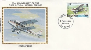 1st Airmail Service 11p GB Isle of Man Colorano FDC 1984 (145091) - Bild 1 von 1