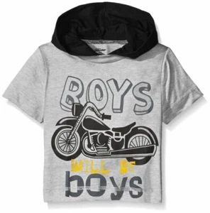 Gerber Graduates Boys Hooded Short Sleeve T-Shirt, Motorcycle Grey, 12 Months - Picture 1 of 1