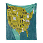 Land Weich Flanell Fleece Decke USA-Karte mit Staat Namen