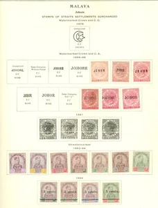 Malayan States Johore 1884-1955. Mint selection on 6 printed album leaves... - Picture 1 of 5