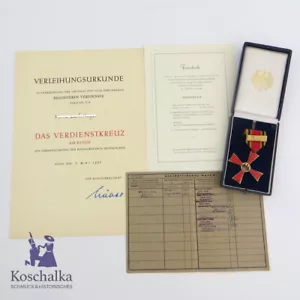 BRD, Bundesverdienstkreuz 2. Klasse am Band mit Spange und Urkunde (EK10) - Bild 1 von 8